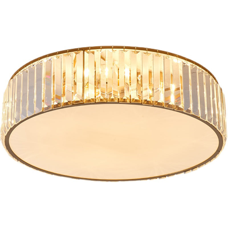 Crystal Shaded Flush Mount Lighting Simplicity Bedroom Ceiling Lighting in Gold