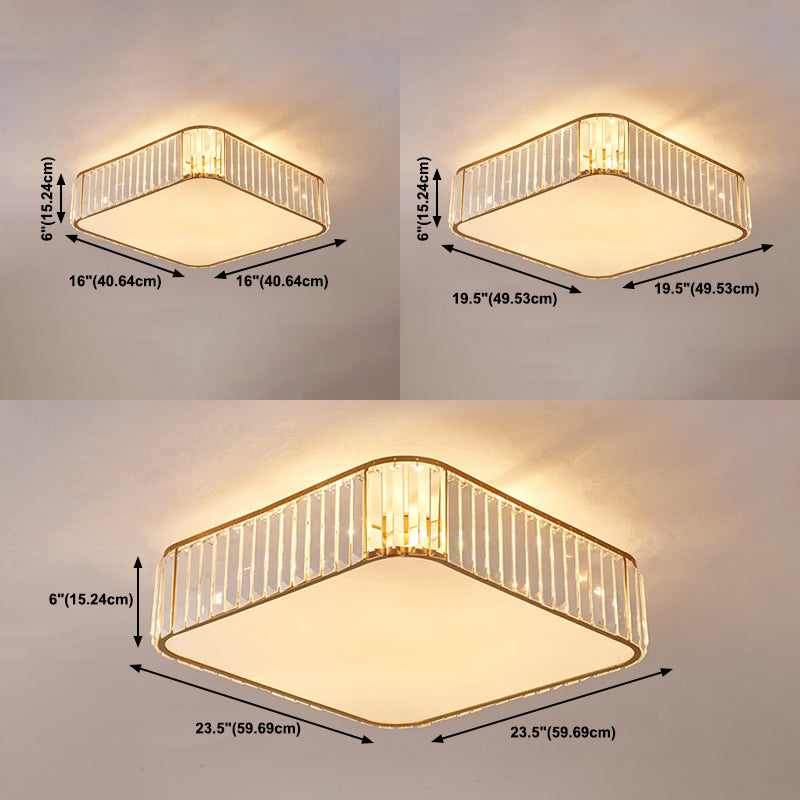 Crystal Shaded Flush Mount Lighting Simplicity Bedroom Ceiling Lighting in Gold