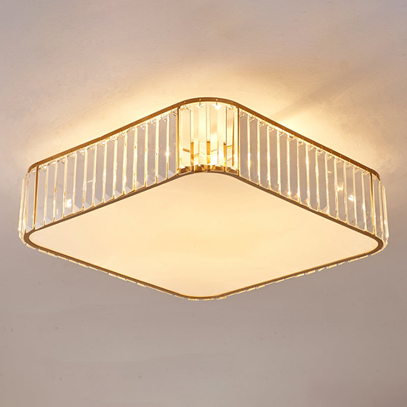 Crystal Shaded Flush Mount Lighting Simplicity Bedroom Ceiling Lighting in Gold