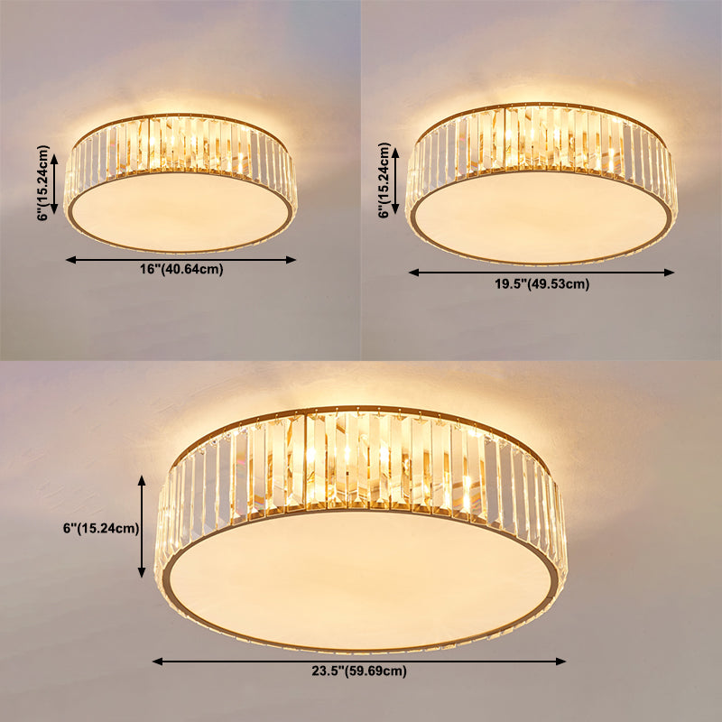 Crystal Shaded Flush Mount Lighting Simplicity Bedroom Ceiling Lighting in Gold