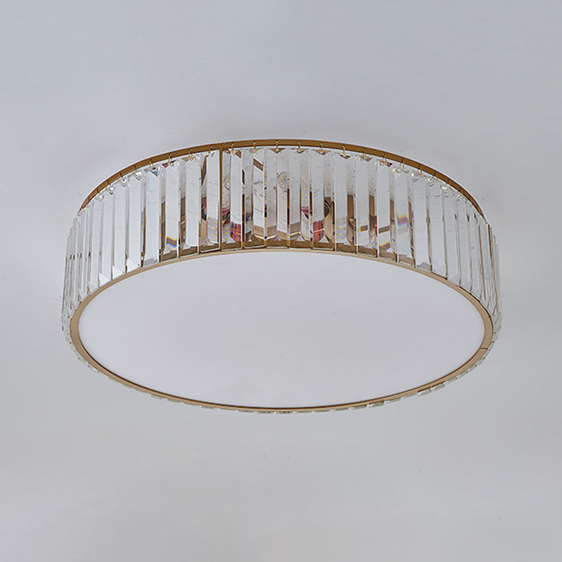 Crystal Shaded Flush Mount Lighting Simplicity Bedroom Ceiling Lighting in Gold