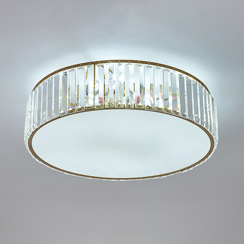 Crystal Shaded Flush Mount Lighting Simplicity Bedroom Ceiling Lighting in Gold