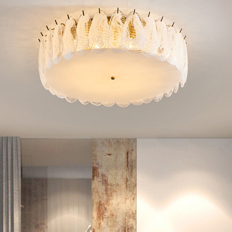 Round Close to Ceiling Lamp Modern-Style Glass Gold Ceiling Mounted Fixture