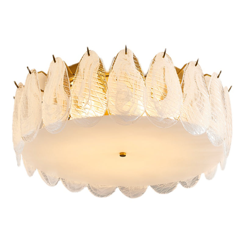 Round Close to Ceiling Lamp Modern-Style Glass Gold Ceiling Mounted Fixture