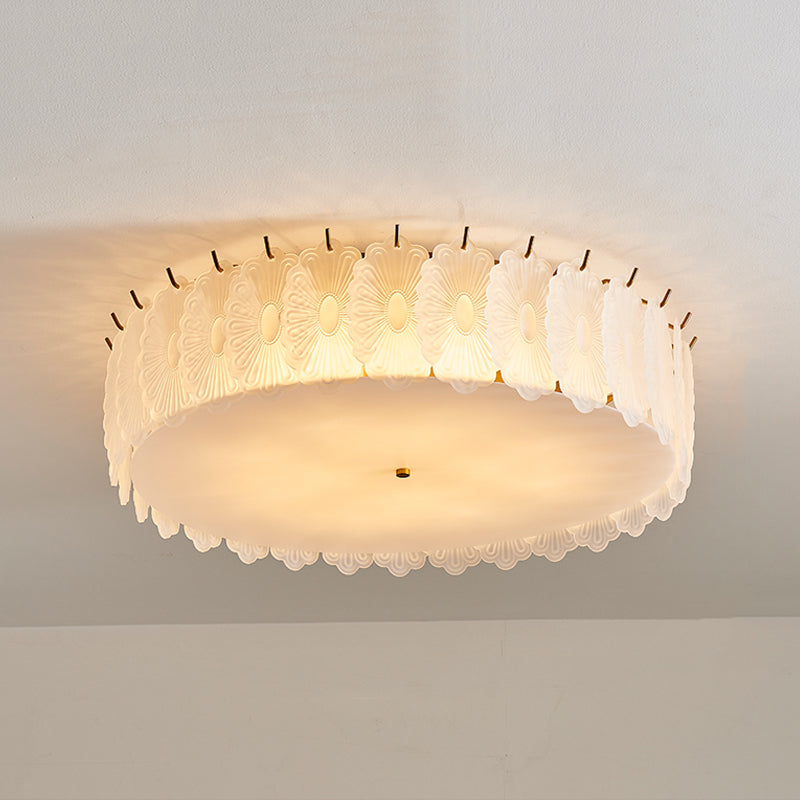 Round Close to Ceiling Lamp Modern-Style Glass Gold Ceiling Mounted Fixture