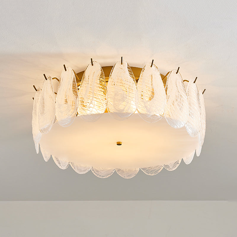 Ronde dicht bij plafondlamp moderne glazen goud plafond gemonteerd armatuur