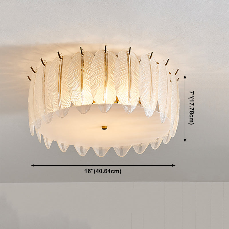 Round Close to Ceiling Lamp Modern-Style Glass Gold Ceiling Mounted Fixture