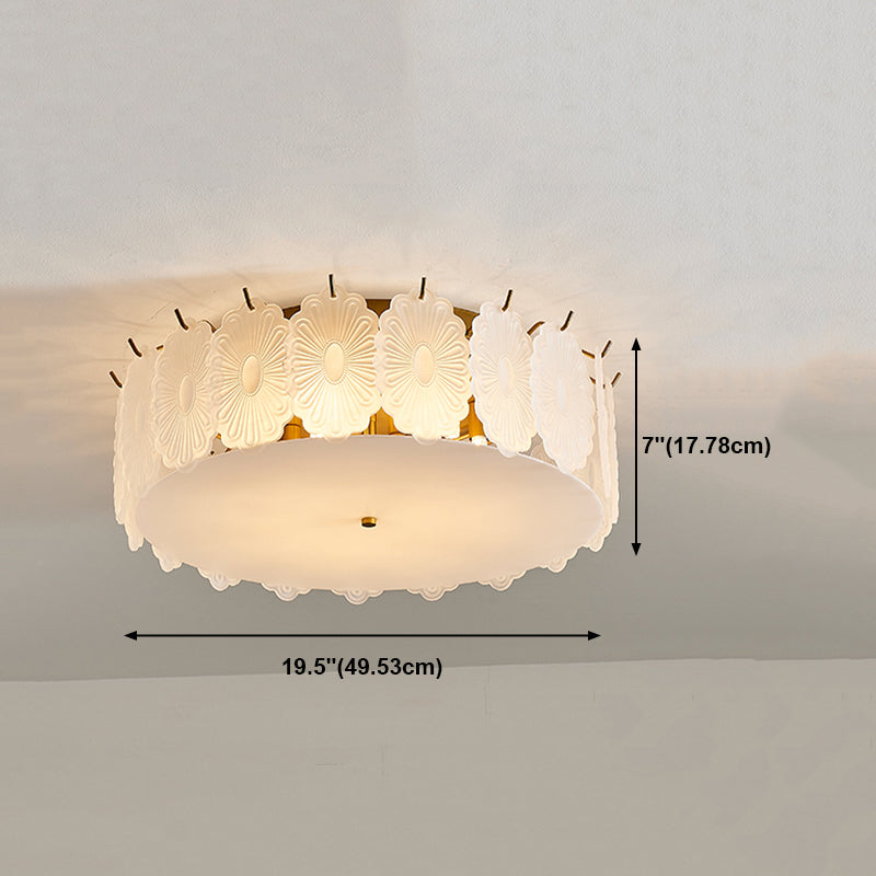 Round Close to Ceiling Lamp Modern-Style Glass Gold Ceiling Mounted Fixture