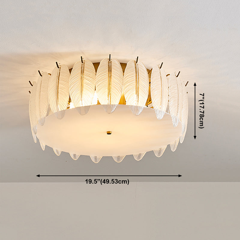 Round Close to Ceiling Lamp Modern-Style Glass Gold Ceiling Mounted Fixture