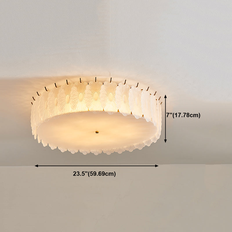 Round Close to Ceiling Lamp Modern-Style Glass Gold Ceiling Mounted Fixture