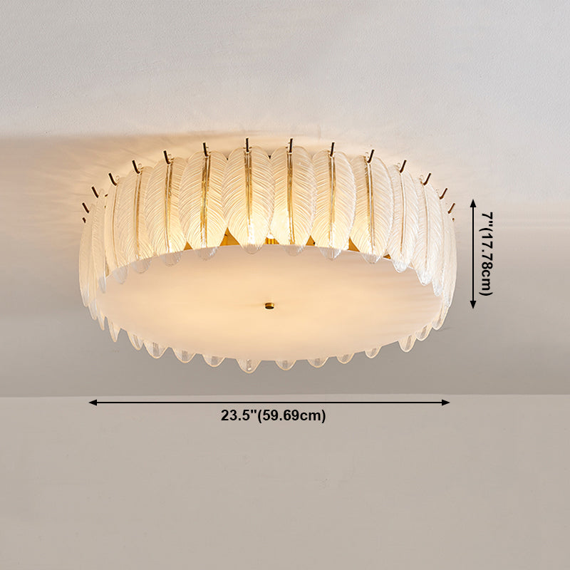 Round Close to Ceiling Lamp Modern-Style Glass Gold Ceiling Mounted Fixture