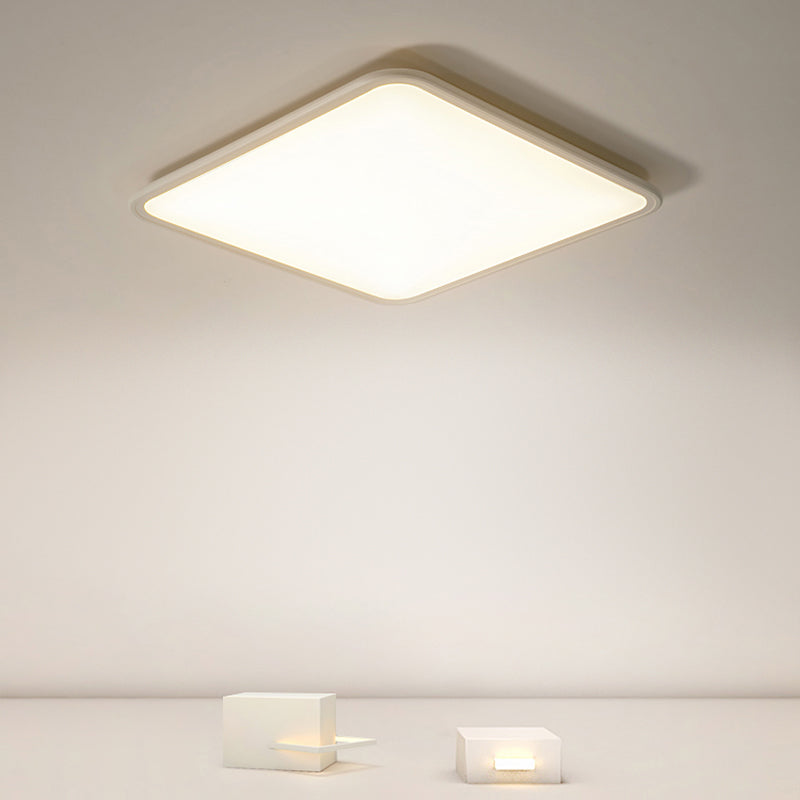 Metal Square Shape Flush Ceiling Light Modern Style 1 Light Flush Mount Lighting in White