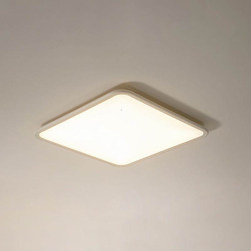 Metal Square Shape Flush Ceiling Light Modern Style 1 Light Flush Mount Lighting in White