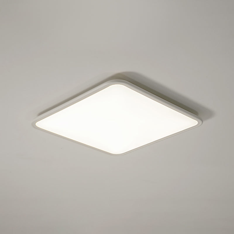 Metal Square Shape Flush Ceiling Light Modern Style 1 Light Flush Mount Lighting in White