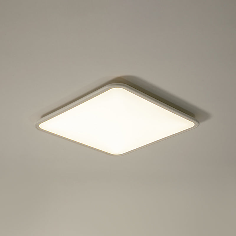 Metal Square Shape Flush Ceiling Light Modern Style 1 Light Flush Mount Lighting in White