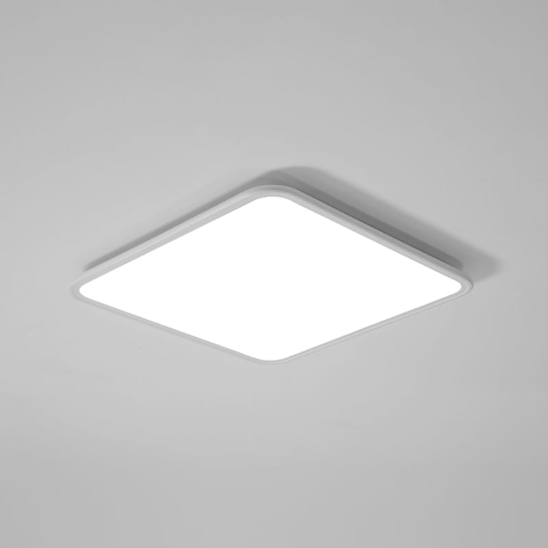 Metal Square Shape Flush Ceiling Light Modern Style 1 Light Flush Mount Lighting in White