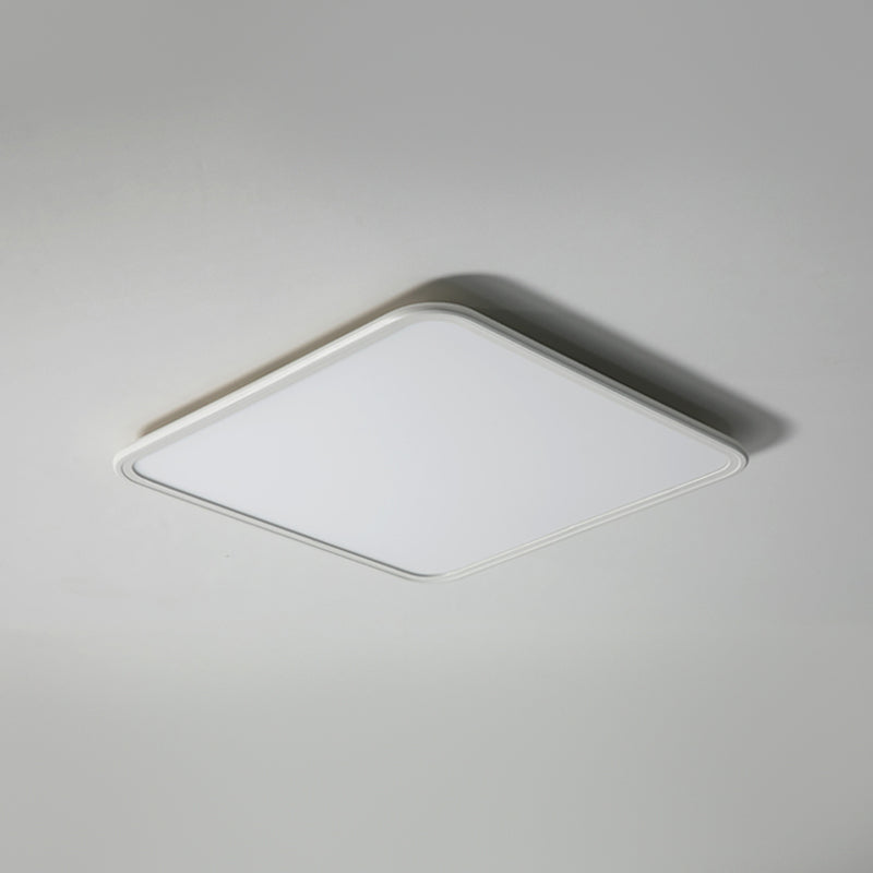 Metal Square Shape Flush Ceiling Light Modern Style 1 Light Flush Mount Lighting in White