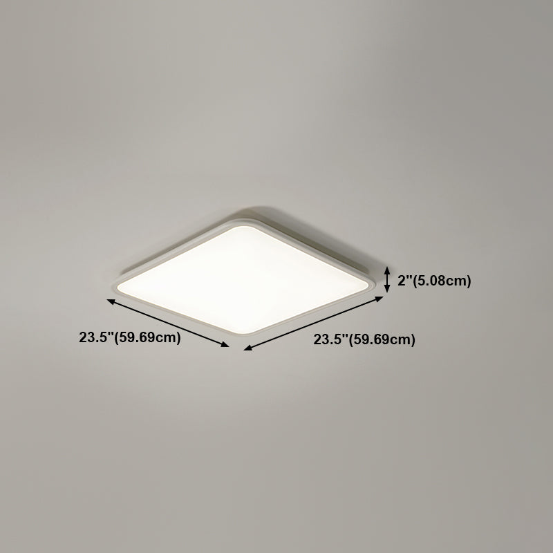 Metal Square Shape Flush Ceiling Light Modern Style 1 Light Flush Mount Lighting in White