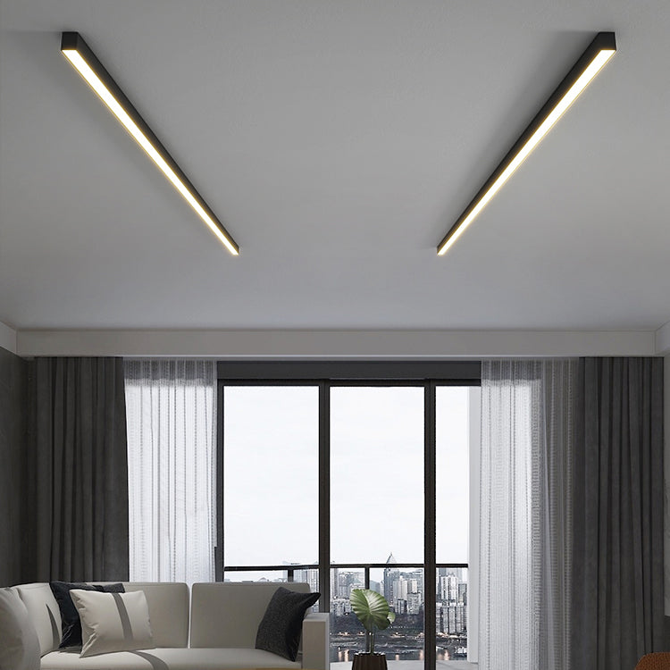 Forma lineare in metallo a fiuto leggero stile moderno 1 illuminazione a montaggio a filo luminoso in nero