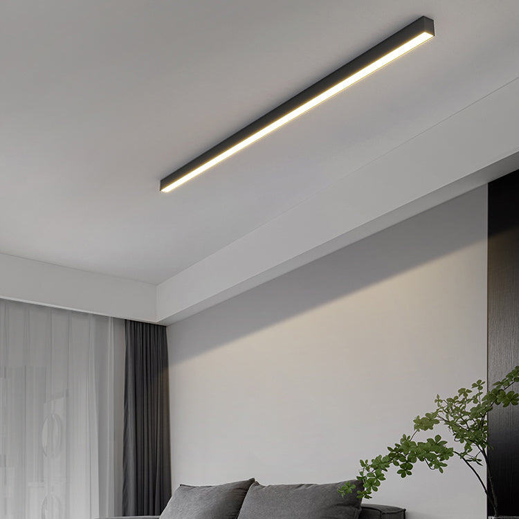 Forma lineare in metallo a fiuto leggero stile moderno 1 illuminazione a montaggio a filo luminoso in nero