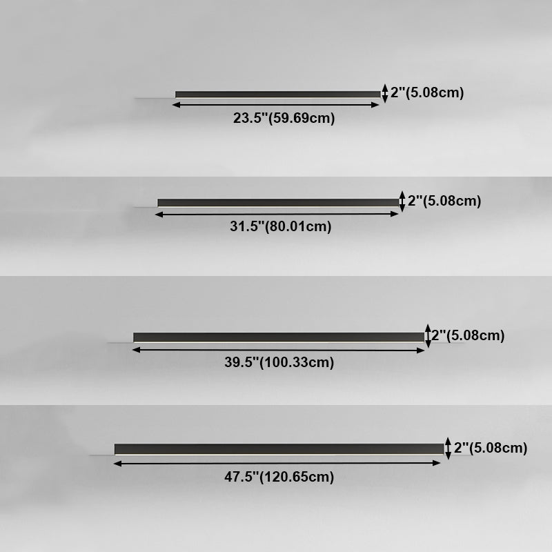 Metal Linear Shape Flush Plafond Light Style moderne 1 Éclairage de monture à chasse d'éclairage en noir