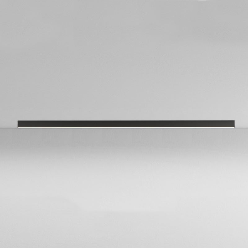 Metal Linear Shape Flush Ceiling Light Modern Style 1 Light Flush Mount Lighting in Black