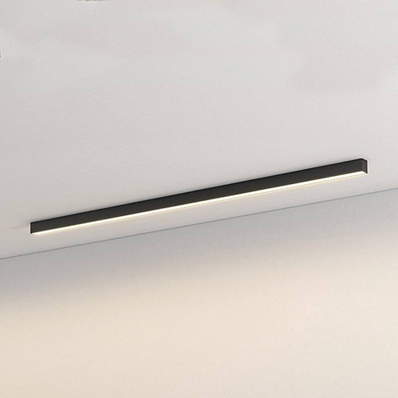 Metal Linear Shape Flush Ceiling Light Modern Style 1 Light Flush Mount Lighting in Black