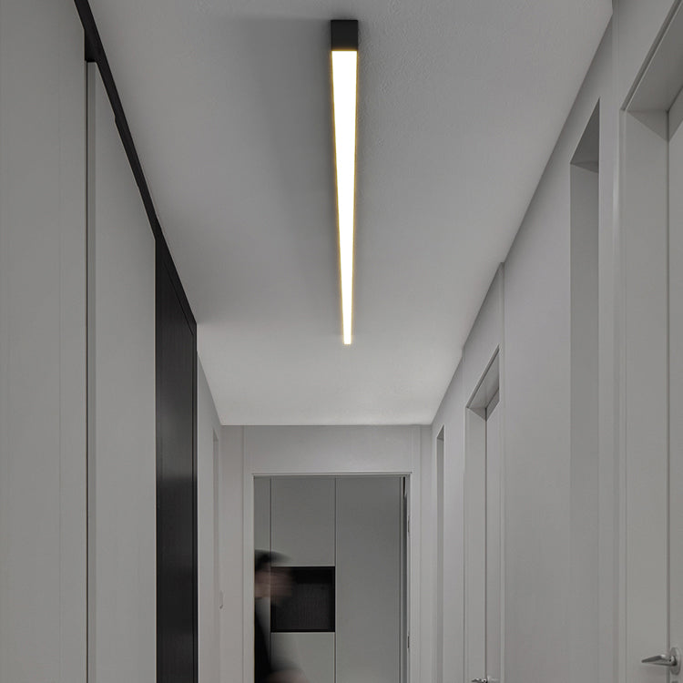 Forma lineare in metallo a fiuto leggero stile moderno 1 illuminazione a montaggio a filo luminoso in nero