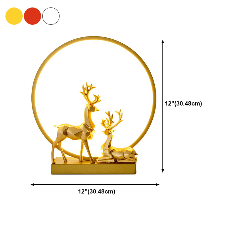 Nordic Ring Shaped Table Light Bedroom LED Night Stand Lamp with Decorative Deers