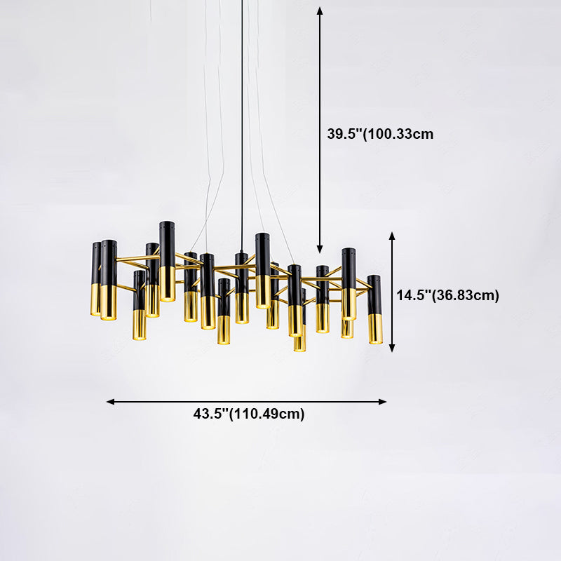 Black-gouden postmoderne kroonluchter metalen hanger verlichtingsarmatuur voor slaapkamer