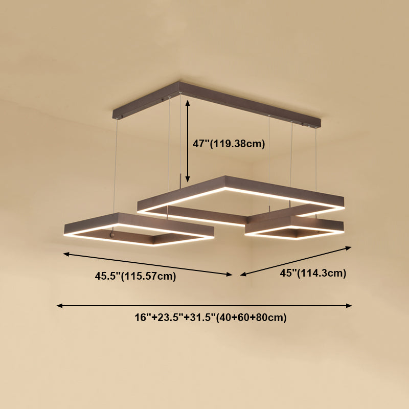 Luminaires de pendentif métallique de forme carrée