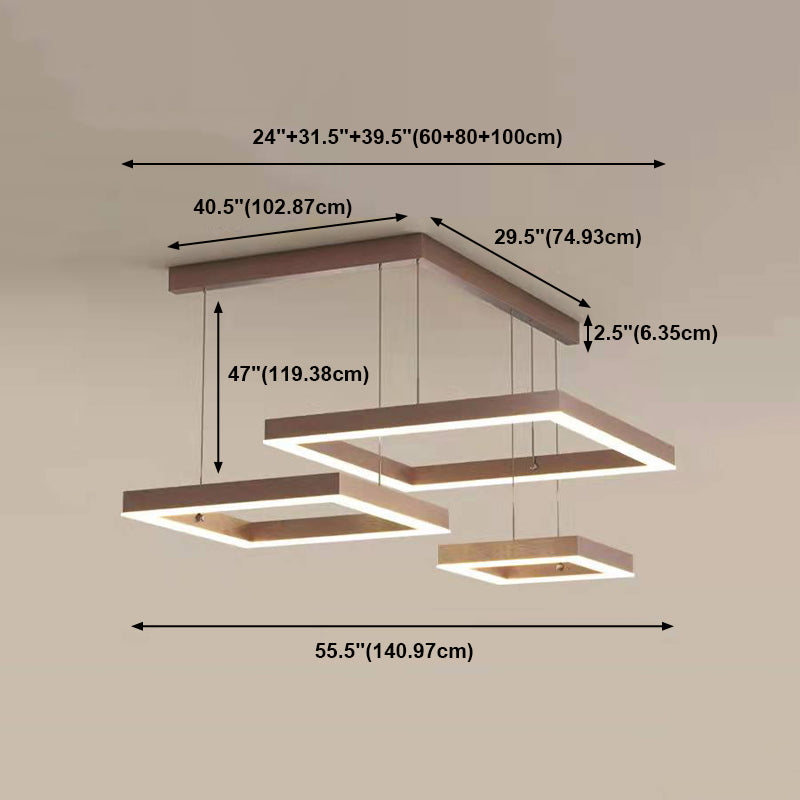 Luminaires de pendentif métallique de forme carrée