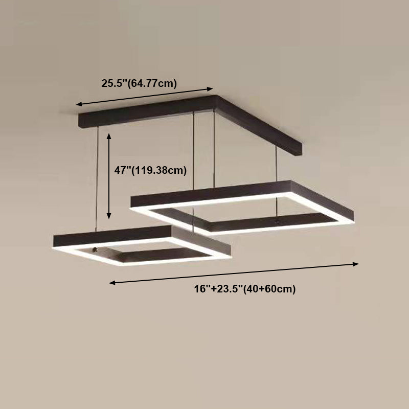 Luminaires de pendentif métallique de forme carrée