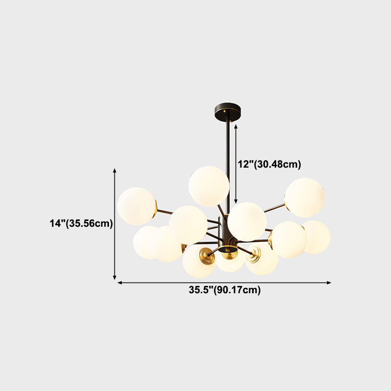 Glass Spherical Shape Hanging Chandelier Modern Style Multi Light Hanging Mount Fixture