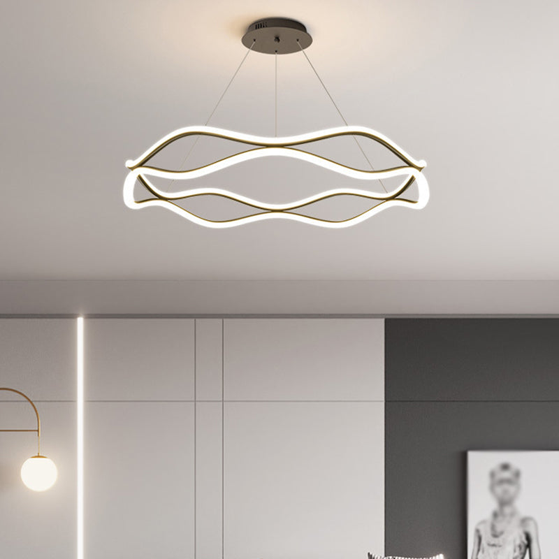 Linear Shape Metal Pendant Light Fixtures Modern Style 2-Light Hanging Light Fixtures