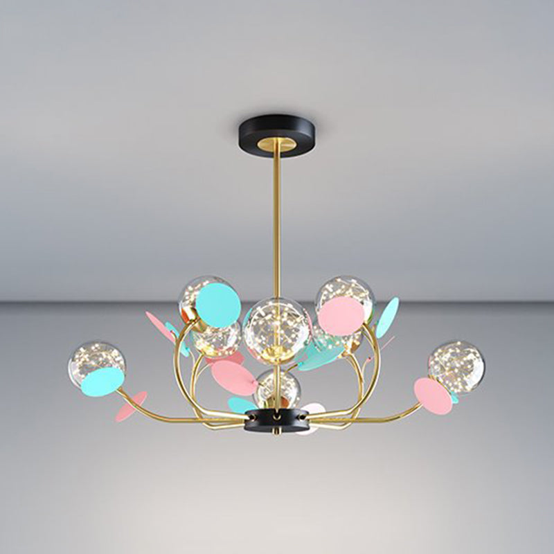 Spherical Shape Chandelier Light Modern Style Glass Multi Light Hanging Light for Kitchen