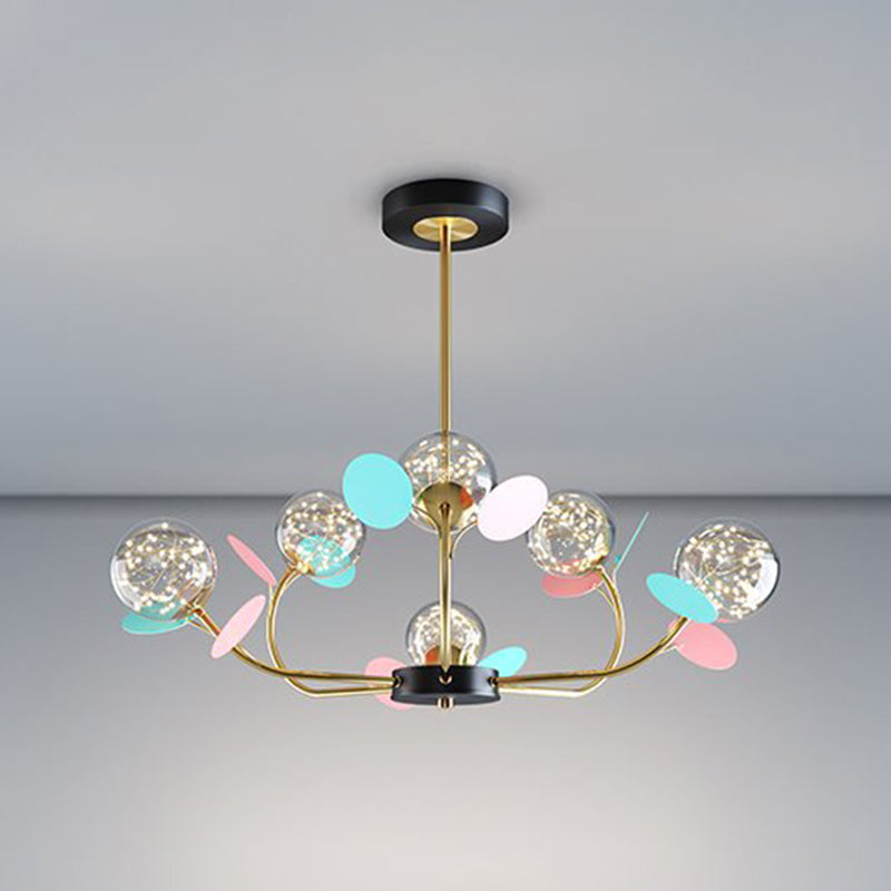 Spherical Shape Chandelier Light Modern Style Glass Multi Light Hanging Light for Kitchen