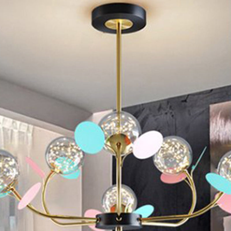 Spherical Shape Chandelier Light Modern Style Glass Multi Light Hanging Light for Kitchen