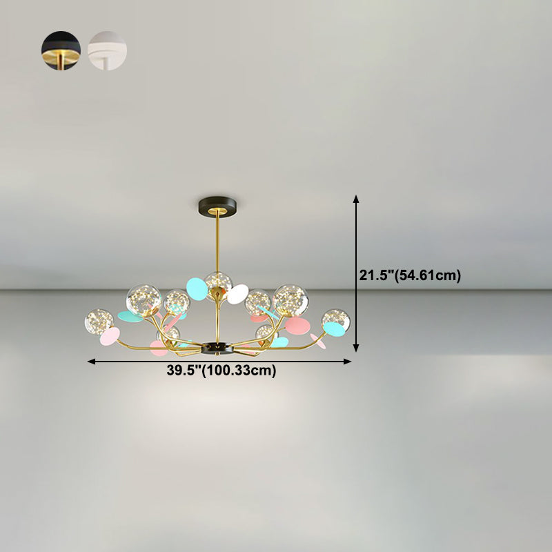 Spherical Shape Chandelier Light Modern Style Glass Multi Light Hanging Light for Kitchen