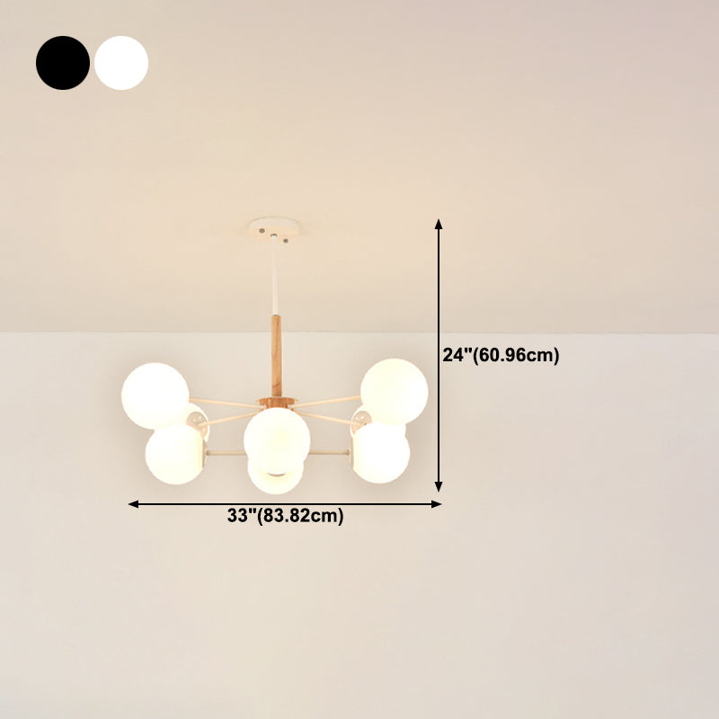 Forme sphérique Chandelier Light Modern Style Glass Multi Light Hanging Sanging pour étudier