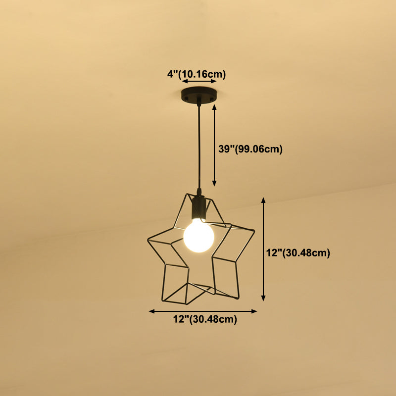 Eisendrahtkäfig -Anhänger Lampe Retro Esszimmer Suspension Licht in Schwarz