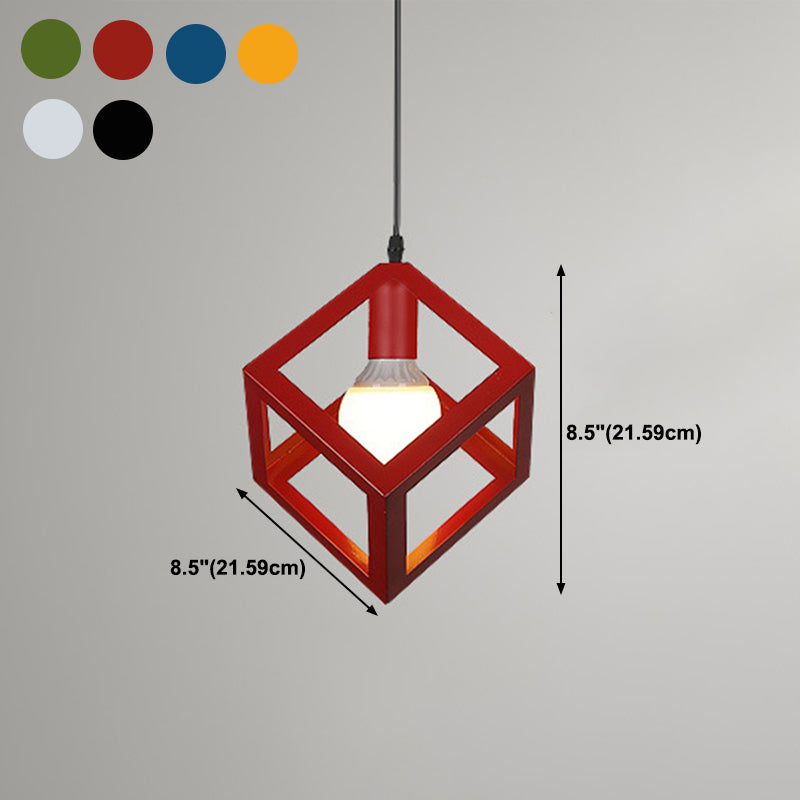 Metal Geometric Pendant Lighting Loft Style 1-Light Restaurant Hanging Lamp