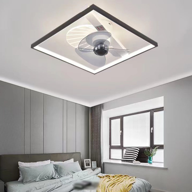 Nordic Geometry Flush Mount Fan Light Metallic Bedroom LED Semi Flush Ceiling Light