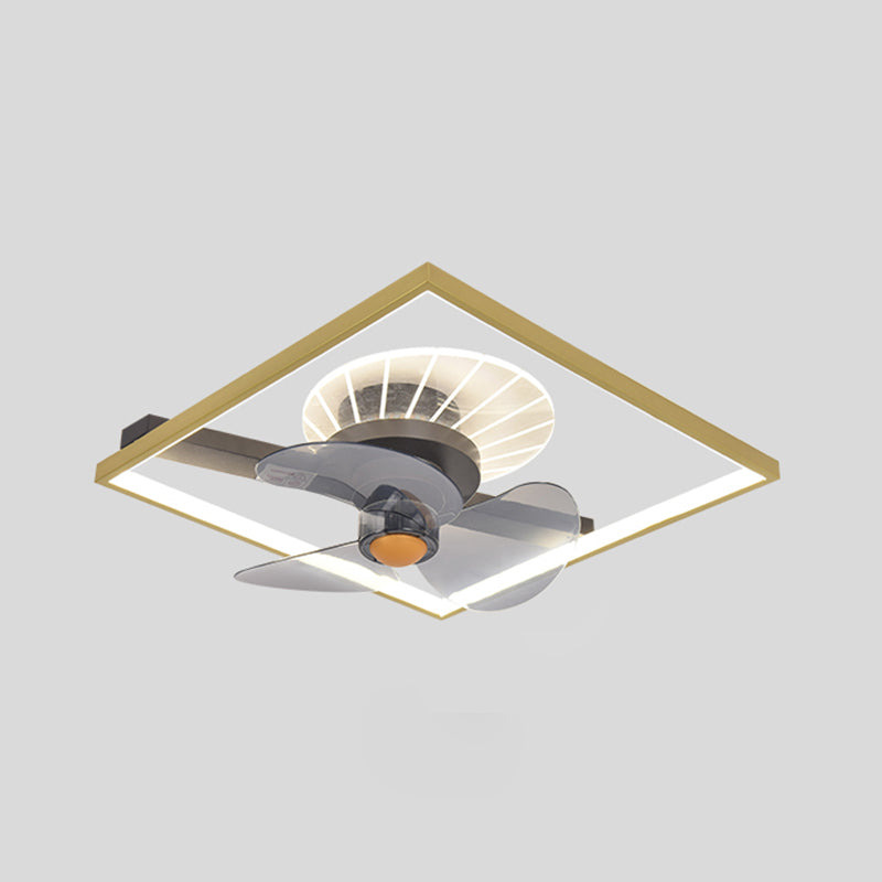 Nordic Geometry Flush Mount Fan Light Metallic Bedroom LED Semi Flush Ceiling Light