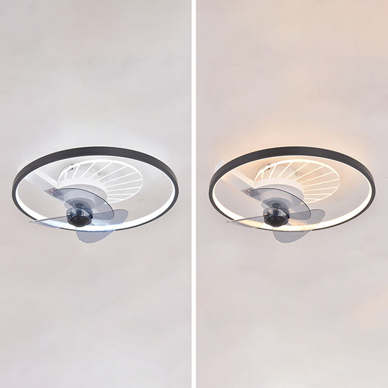 Nordic Geometry Flush Mount Fan Light Metallic Bedroom LED Semi Flush Ceiling Light