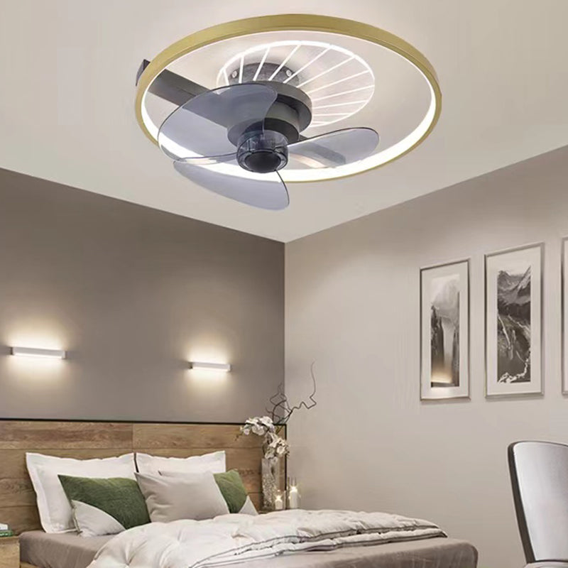 Nordic Geometry Flush Mount Fan Light Metallic Bedroom LED Semi Flush Ceiling Light