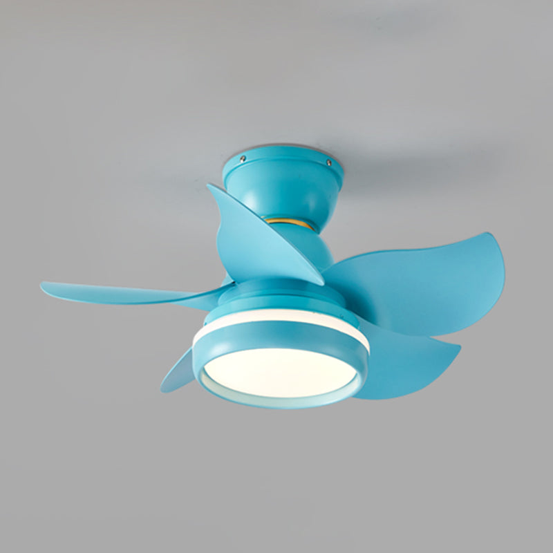 Conversion de fréquence Ventilateur LED Light Macaron Style Kids Room Semi Flush Plafond Light