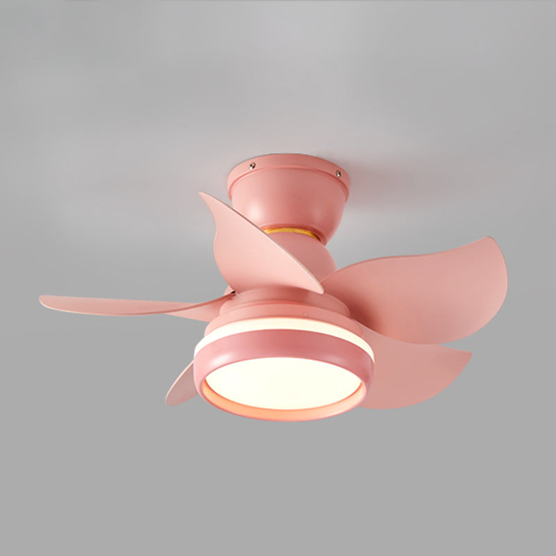 Conversion de fréquence Ventilateur LED Light Macaron Style Kids Room Semi Flush Plafond Light