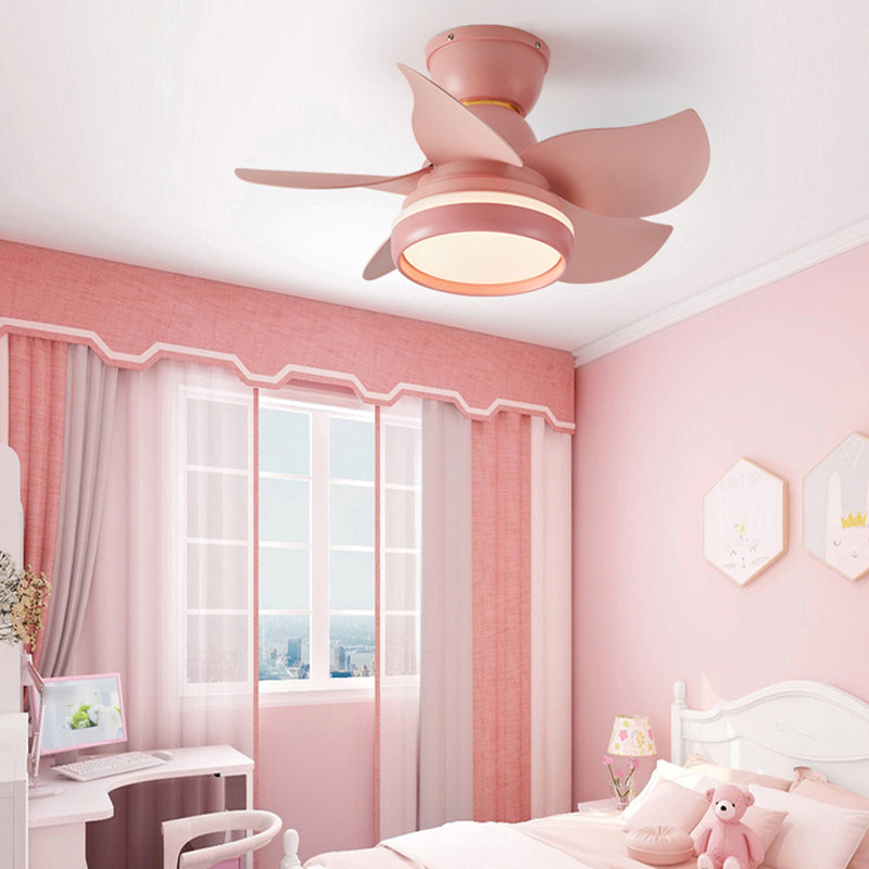 Conversion de fréquence Ventilateur LED Light Macaron Style Kids Room Semi Flush Plafond Light