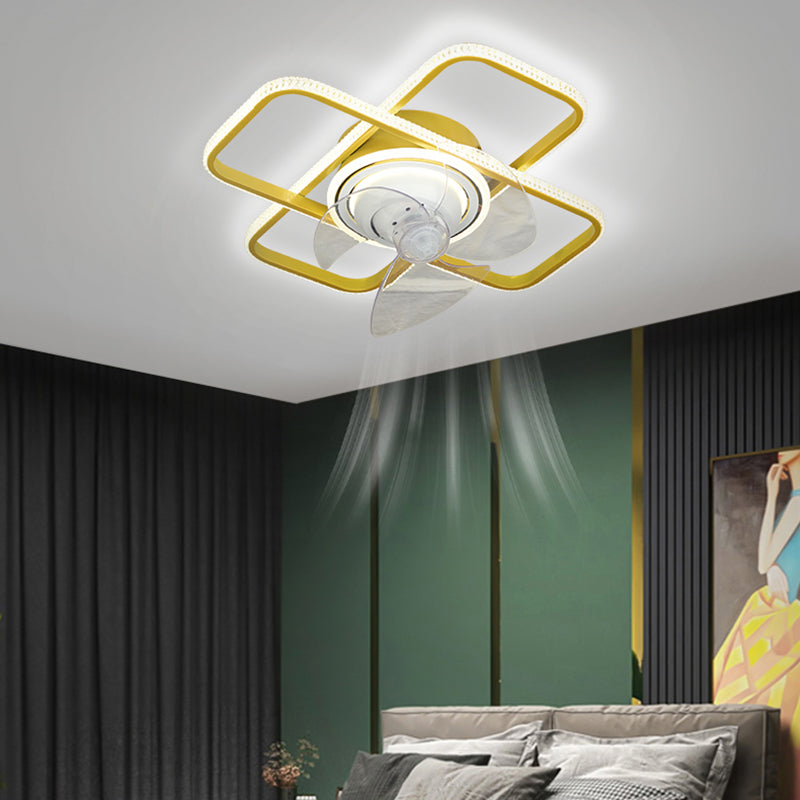 Geometric Shape Metal Ceiling Fan Modern Style Multi Lights  Ceiling Fan Lamp